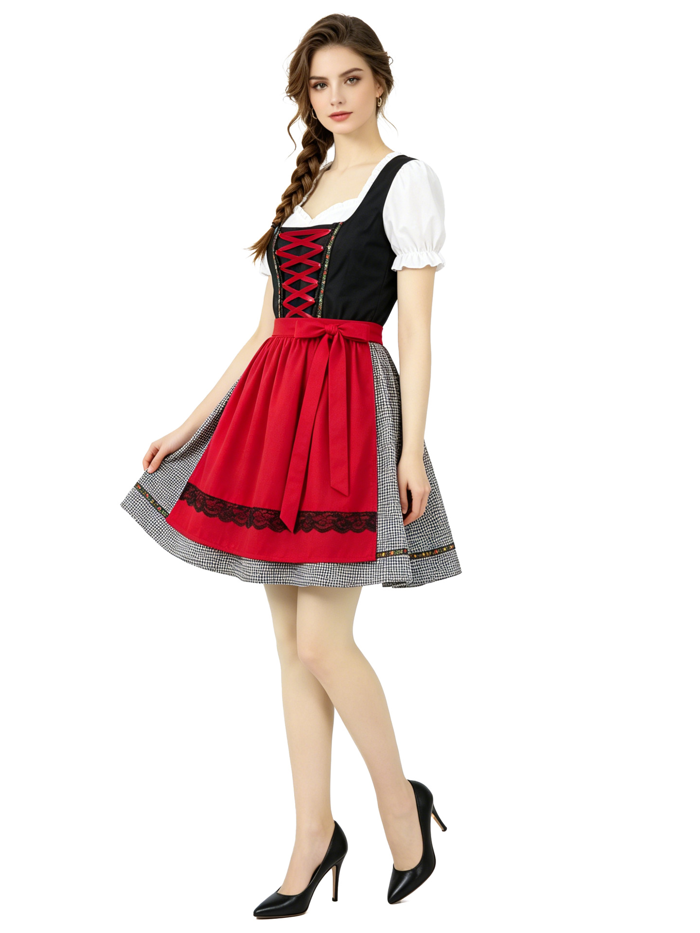 Women German Oktoberfest Dirndl Dress - Bavarian Traditional Maid Costume